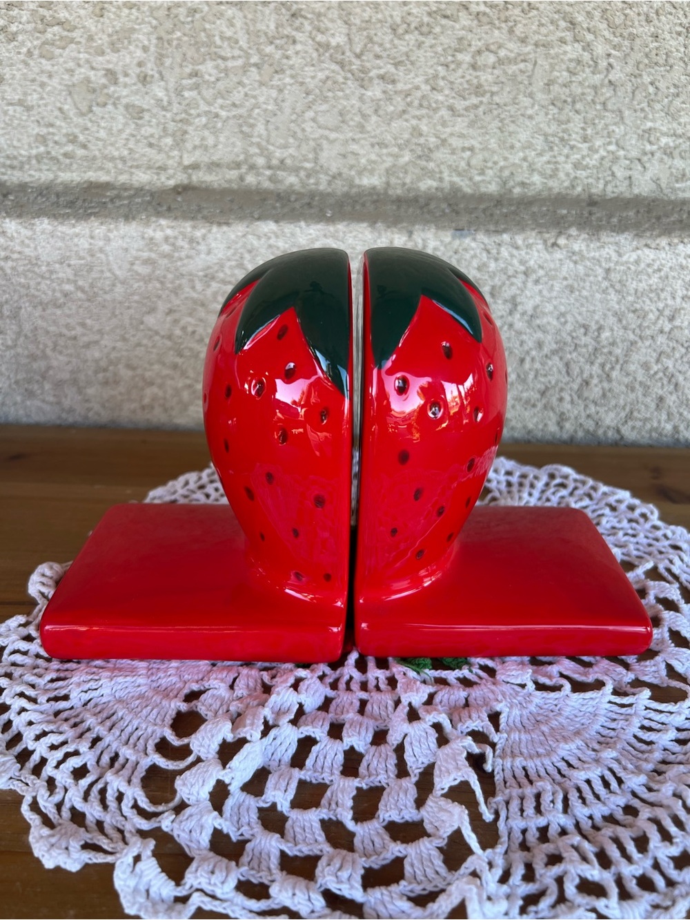 Kids Strawberry Bookends - Red and Green Decorative Toy Accent